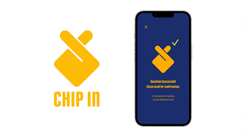 Chip In Logo and Phone App Mockup